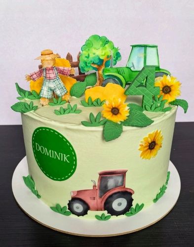 WYDRUK CUKROWY TRAKTOR CIĄGNIK CUKROWA DEKORACJA + TABLICZKA Z TEKSTEM na Arena.pl