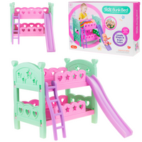 ŁÓŻECZKO DLA LALEK PIĘTROWE + DRABINKA ŚLIZGAWKA