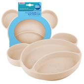 CANPOL Silikonowy talerzyk trójdzielny z przyssawką MIŚ kremowy