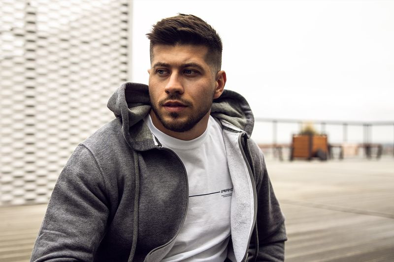 Bluza męska z kapturem szara Ludwik Rozmiar - S zdjęcie 5