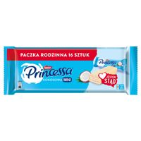 Princessa Mini Wafel przekładany kremem kokosowym oblany białą polewą 208g