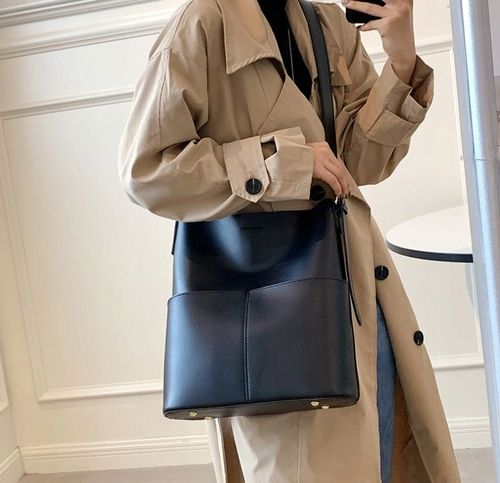 Torebka Damska Szoperka CZARNA Torba na Ramię Pojemna Shopper A4 Eko Skóra na Arena.pl