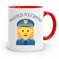Kubek Czerwony Prezent Dla Najlepszej Policjantki Z Nadrukiem Ze Zdjęciem