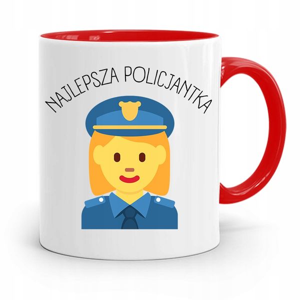 Kubek Czerwony Prezent Dla Najlepszej Policjantki Z Nadrukiem Ze Zdjęciem zdjęcie 1