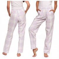 SPODNIE PIŻAMOWE DAMSKIE W KRATKĘ BAWEŁNIANE DELIKATNE DO SPANIA MORAJ XL