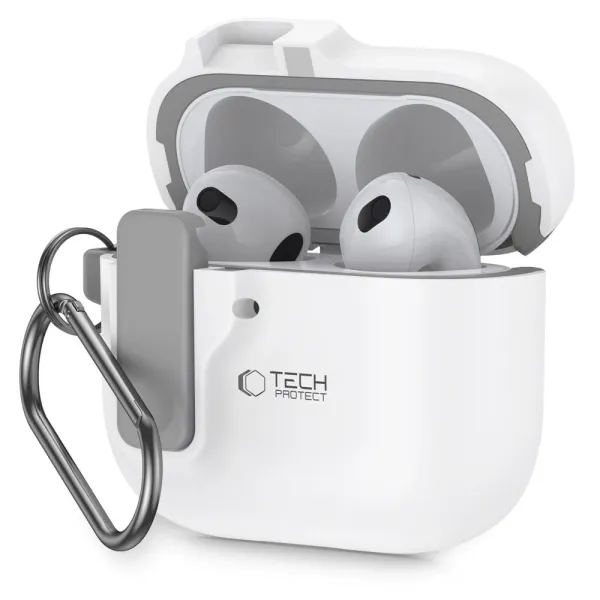 Etui Tech-Protect Slim Hook na AirPods 4 - białe zdjęcie 1