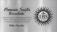 Grawerowana tabliczka z dedykacją KOMUNIA ŚWIĘTA