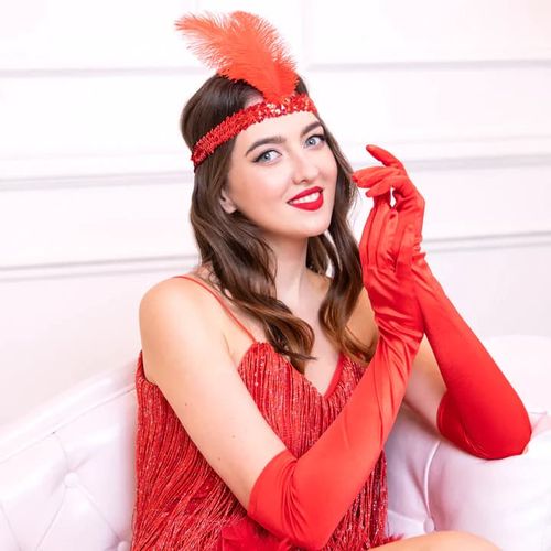 Rękawiczki satynowe czerwone długie, 55 cm na Arena.pl