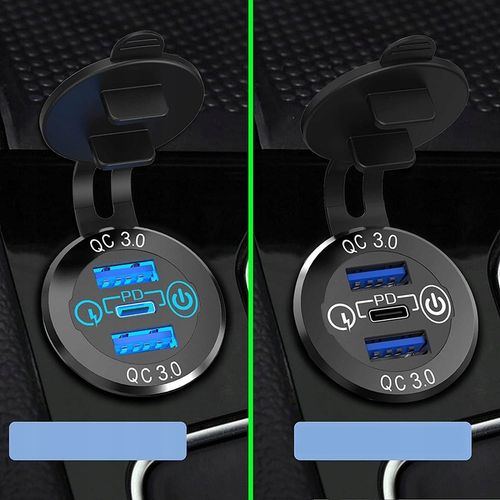 GNIAZDO ŁADOWARKA SAMOCHÓD QC3.0 3xUSB 12V-24V na Arena.pl