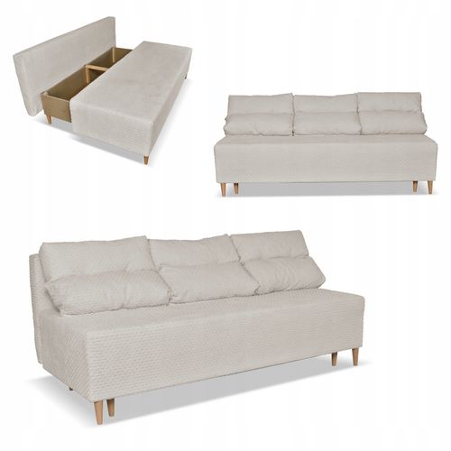 Kanapa sofa KIMO funkcja spania pojemnik Twisster beż sztruks na Arena.pl