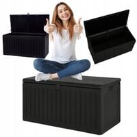SKRZYNIA OGRODOWA 270 LITRÓW BALKONOWA KUFER SIEDZISKO 270L CZARNA 200kg