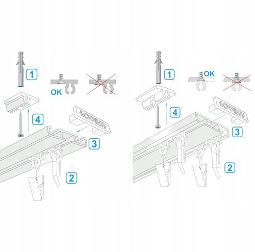KOWALSKI SZYNA SUFITOWA ALUMINIOWA BIAŁA 200 CM POJEDYNCZA PODWÓJNA na Arena.pl