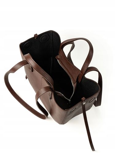 Torebka Damska ze Skóry Naturalnej z Magnetycznymi Zapięciami Cognac na Arena.pl