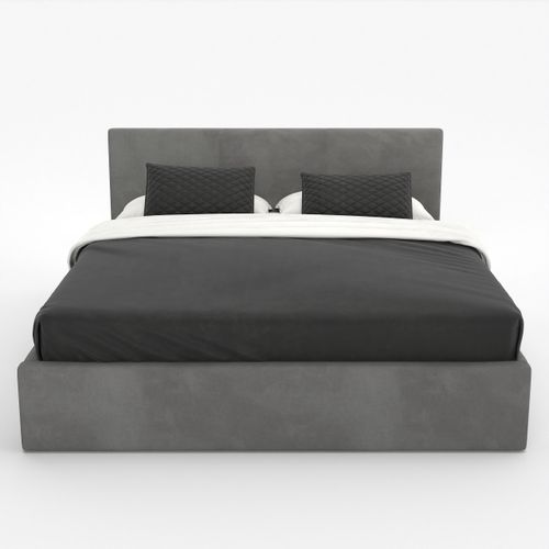 ŁÓŻKO TAPICEROWANE DO SYPIALNI 140x200 ŁÓŻKO PODWÓJNE Z POJEMNIKIEM SZARE na Arena.pl