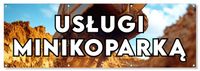 BANER plandeka USŁUGI MINIKOPARKĄ płot ogrodzenie stoisko stelaż 150cm