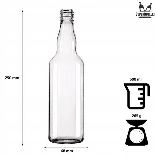 50 szt BUTELKI SZKLANE MONOPOLOWE 500 ml z ZAKRĘTKĄ na BIMBER WÓDKĘ ALKOHOL na Arena.pl