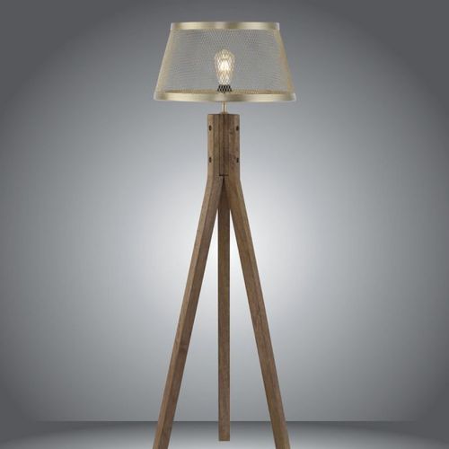 Lampa sypialniana Frederik 11424-60 drewniana z kloszem mosiądz na Arena.pl