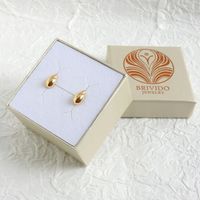 Kolczyki sztyfty małe kropla srebro pozłacane pudełko gratis