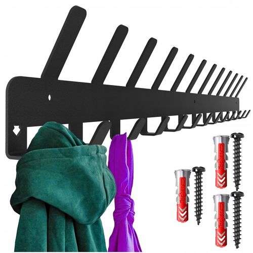 Wieszak Na Ubrania Ścienny Klucze Wiszący Na Ręczniki 25 Haków Czarny na Arena.pl