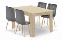 Stół z krzesłami: prostokątny 120x80 cm dąb sonoma + 4 szare krzesła