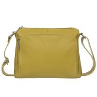 VERA PELLE torebka damska skórzana listonoszka z paskiem V535 limonkowa
