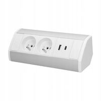 GNIAZDO MEBLOWE ORNO OR-GM-9039/W-G 2X2P+Z (TYP A+C; 2,4A) BIAŁO-SREBRNE