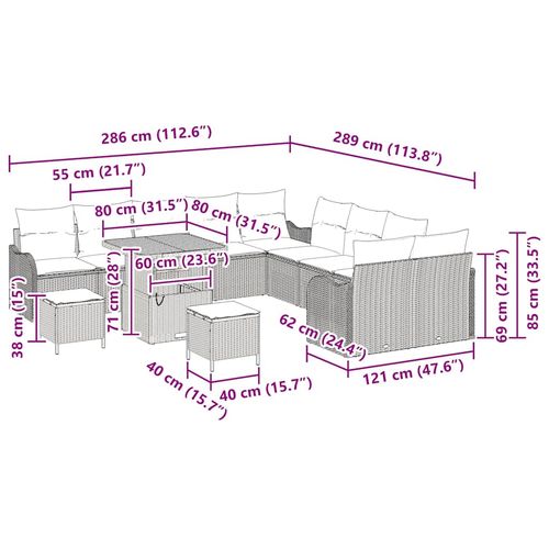 Zestaw Sof na Ogród 13 pcs Beżowy polirattan na Arena.pl