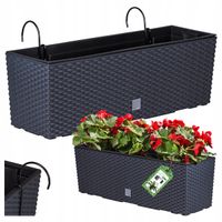 DONICZKA BALKONOWA 58cm DONICA SKRZYNKA NA BALUSTRADE Z UCHWYTAMI ANTRACYT