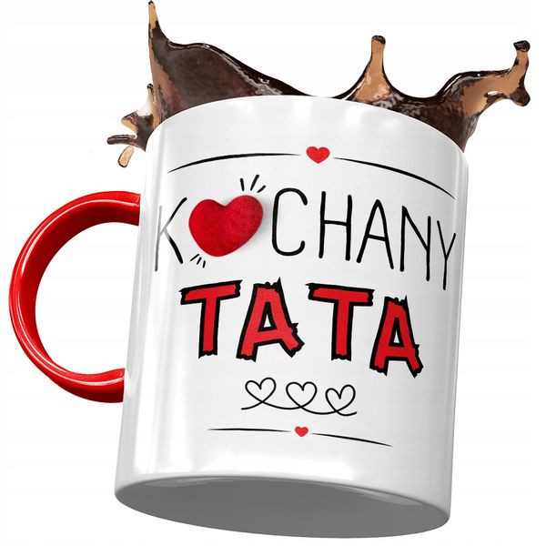 Kubek Czerwony Dla Taty Ojca Na Dzień Taty Prezent Z Nadrukiem Ze Zdjęciem zdjęcie 1