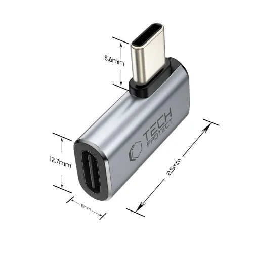 adapter kątowy tech-protect ultraboost aa01 usb-c - szary na Arena.pl