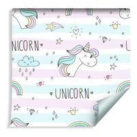 Tapeta Dla Dzieci Dla Dziewczynki - Jednorożce Chmurki i Tęcze