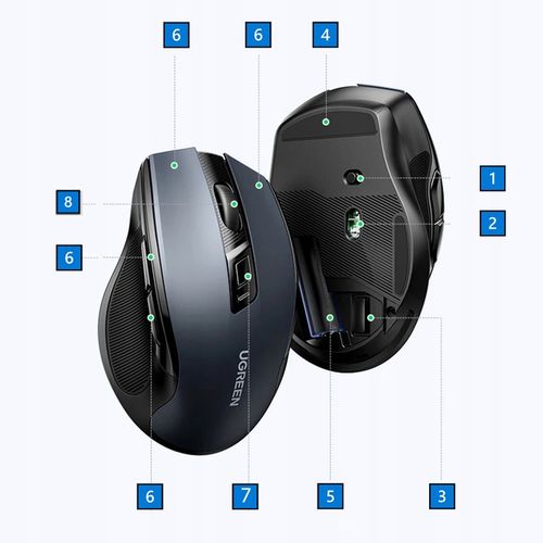 Mysz Bezprzewodowa 4000DPI Myszka Laserowa NA USB Do Komputera i Bateria AA na Arena.pl