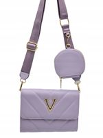 Victoria J. - torebka listonoszka portfelik przeszycia fioletowy VJ-954
