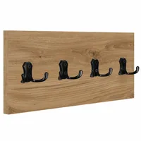 WIESZAK ŚCIENNY PANELOWY 4 MOCNE CZARNE HAKI LOFTOWY 45x18CM DĄB ODWIECZNY