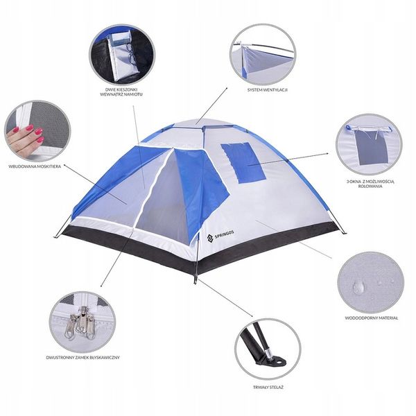 MOCNY NAMIOT TURYSTYCZNY KEMPINGOWY NA BIWAK DUŻY 4-OSOBOWY IGLO 210x240cm zdjęcie 13