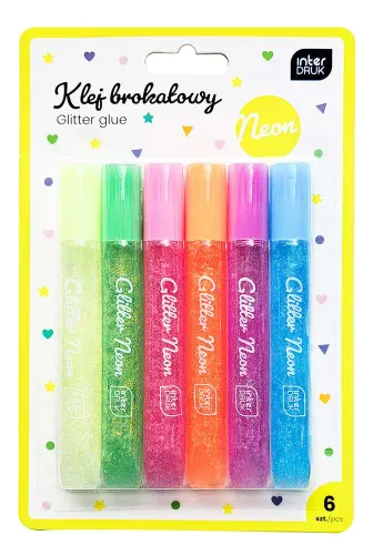 KLEJ BROKATOWY 6 KOLRÓW X 10,5ML NEON INTERDRUK na Arena.pl