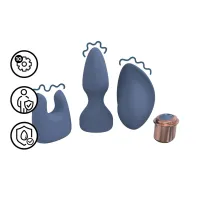 interchangeable vibrator kit blue/grey - zestaw z wymiennymi