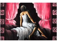 60X40CM PIĘKNA DZIEWCZYNA CZERWIENI OBRAZ