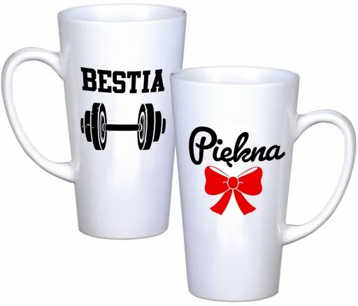 KOMPLET KUBKÓW LATTE DLA PAR PREZENT DUŻE 450ml PREZENT Z NADRUKIEM zdjęcie 14