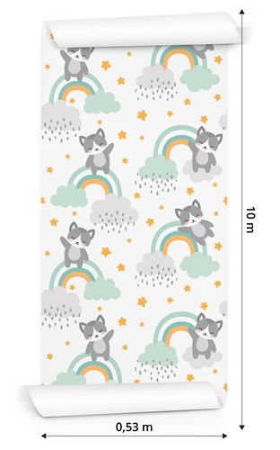 Tapeta Dla Dzieci - Kotki, Chmurki, Gwiazdki na Arena.pl