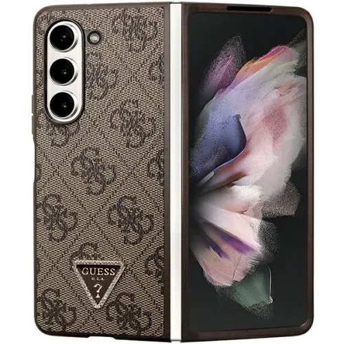 Etui Guess Leather 4G Triangle Strass na Samsung Galaxy Z Fold 5 - brązowe na Arena.pl