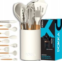 PRZYBORY KUCHENNE SILIKONOWE ZESTAW AKCESORIÓW KUCHENNYCH BIAŁE SZTUK 12