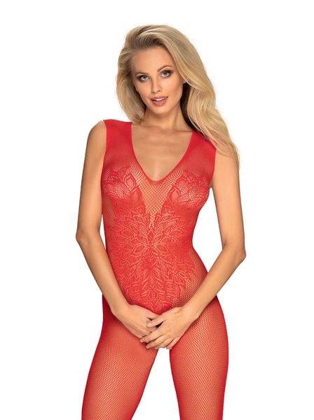 Czerwony Bodystocking - Obsessive N112 S/M/L zdjęcie 1