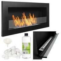 BIOKOMINEK SLIM 900x400 czarny z OTWIERANĄ SZYBĄ 90X40 + REGULACJA