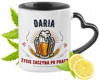 Dla Darii Kubek Czarny Z Uszkiem W Kształcie Serca Na Prezent Z Nadrukiem