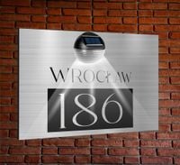 TABLICZKA ADRESOWA oświetlona numer domu dibond SREBRNA różne wzory 40x30