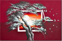 60CM 40CM ZEGAR OBRAZ KARMAZYNOWY ZACHÓD SŁOŃCA DRUK PŁÓTNO RAMA