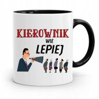 Kubek Czarny Dla Kierownika Kierownik Wie Lepiej Z Nadrukiem Ze Zdjęciem