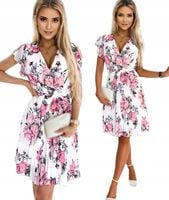 Elegancka Sukienka damska kwiatki Szyfonowa plisowana falbanki model Senia