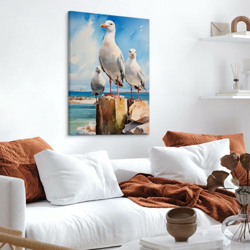 Obraz Na Płótnie Abstrakcyjne Mewy Na Tle Morza 80cm x 120cm na Arena.pl